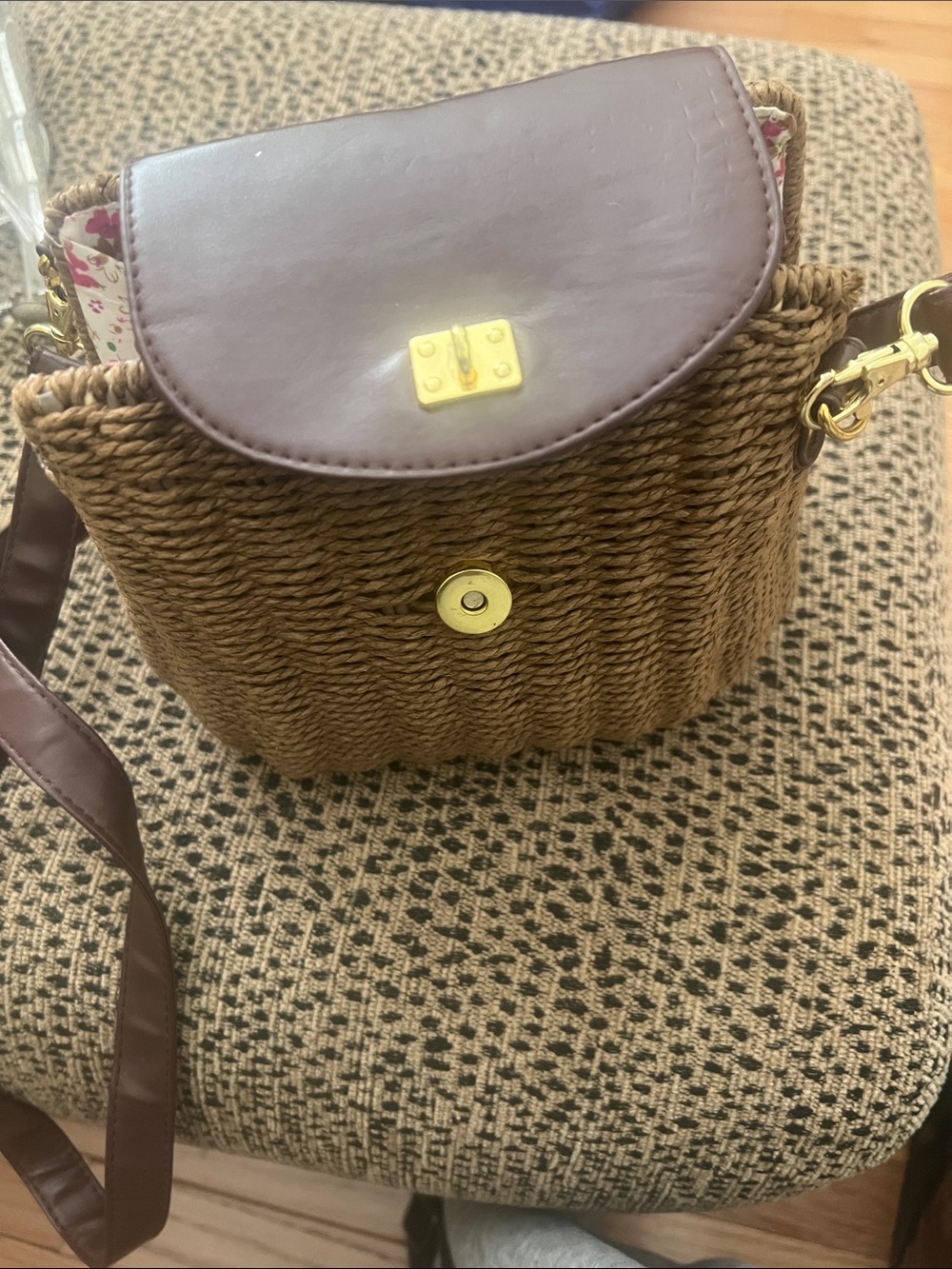 Woven Wicker Crossbody  Bag
